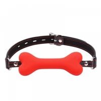 knebel silikonowy w kształcie kości kinky pleasure czerwony