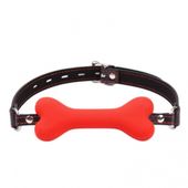knebel silikonowy w kształcie kości kinky pleasure czerwony
