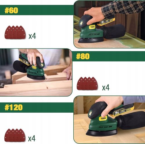 SZLIFIERKA MIMOŚRODOWA OSCYLACYJNA AKUMULATOROWA 2.0mAh 18V Bezpyłowa TECCP na Arena.pl