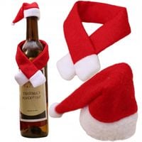 Ubranko Na Butelkę Świąteczne Czapeczka + Szalik Torebka Wino