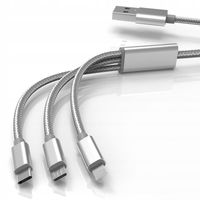 KABEL ŁADOWARKA 3w1 1.2m TYP-C Lightning USB-C 5A