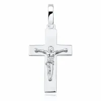 ELEGANCKI RODOWANY SREBRNY DUŻY MĘSKI KRZYŻYK KRZYŻ WIZERUNEK CHRYSTUSA