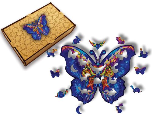 Puzzle Drewniane dla dzieci i dorosłych Motyl 2 w pudełku drewnianym na Arena.pl