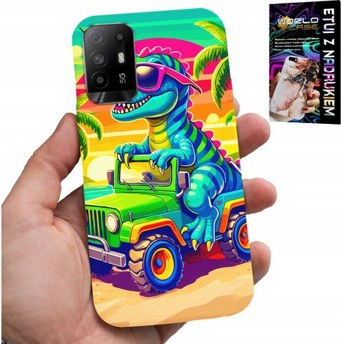 ETUI DO OPPO RENO 5Z / A94 5G - DINOZAUR W CIĘŻARÓWCE WZORY DLA DZIECI na Arena.pl