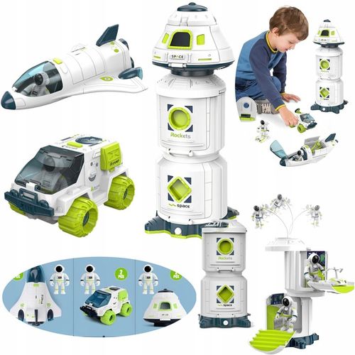 Zestaw Stacja Kosmiczna Wahadłowiec Łazik Figurki Astronautów dla dzieci 3+ na Arena.pl