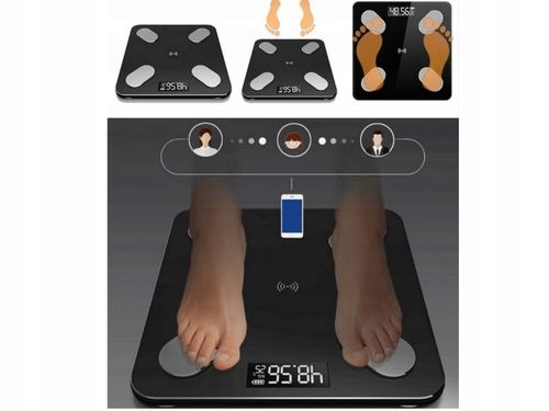WAGA ŁAZIENKOWA ANALITYCZNA SLIM BLUETOOTH 180KG SMART 25w1 +BATERIE +MIARA na Arena.pl