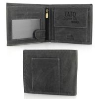 Skórzany portfel męski szary na prezent dla taty dzień taty urodziny+GRAWER