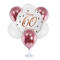 Zestaw balonów na stojaku 60 urodziny, rose-gold