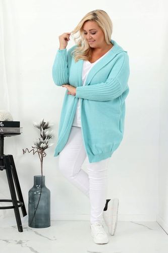 Narzutka kardigan oversize miętowa plus size na Arena.pl