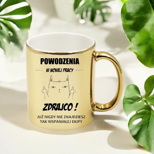 KUBEK ZŁOTY NA POŻEGNANIE KOLEŻANKI KOLEGI Z PRACY ŚMIESZNY PREZENT na Arena.pl