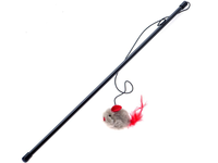 Wędka z piszczącą myszką wydającą dźwięk interaktywna zabawka kota 120 cm