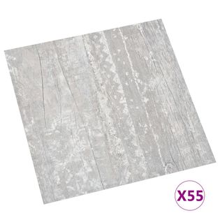 Samoprzylepne panele podłogowe, 55 szt., PVC, 5,11 m², szare