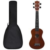 Ukulele sopranowe z pokrowcem, dla dzieci, ciemne drewno, 23"
