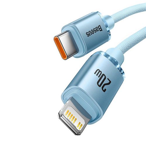 kabel usb-c do ip baseus crystal shine,  20w, 1.2m (niebieski) na Arena.pl