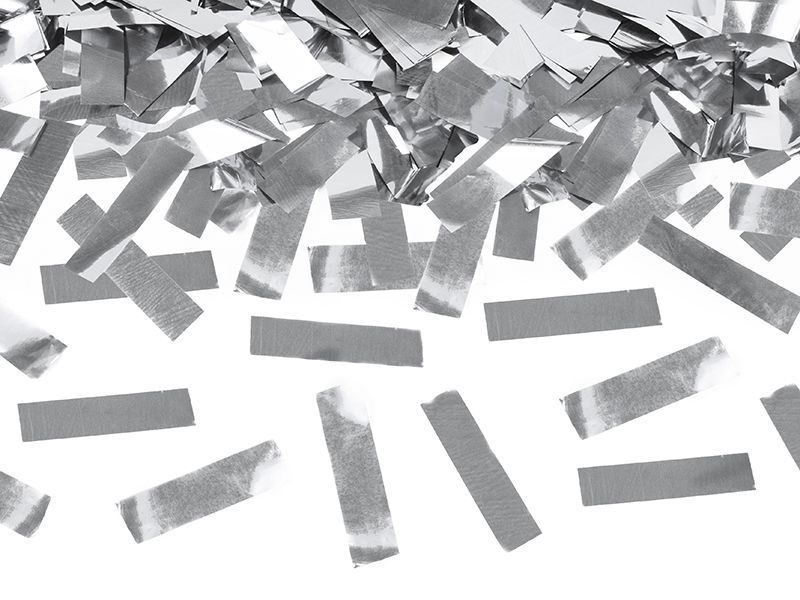 Konfetti pneumatyczne, paski srebrne, 60 cm (PD) zdjęcie 2