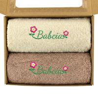 Zestaw Bawełnianych Ręczników z Haftem Prezent dla Babci