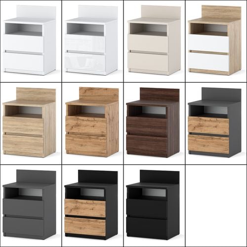 Szafka nocna duża stolik nocny pojemna do sypialni 2 szuflady kaszmir na Arena.pl