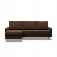 NAROŻNIK BLANK BRĄZOWY KANAPA Rozkładana z Funkcją Spania Wygodna Rogówka