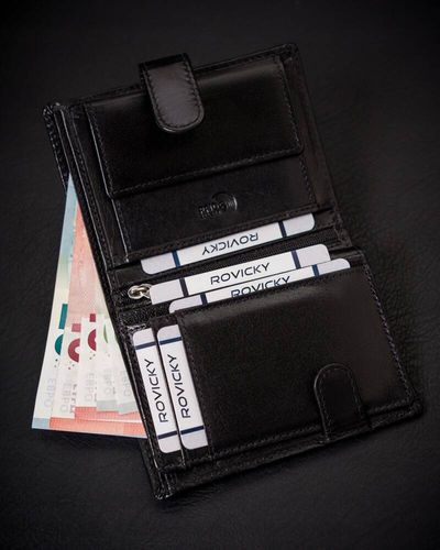 portfel męski ze skóry naturalnej wyposażony w system rfid - rovicky na Arena.pl