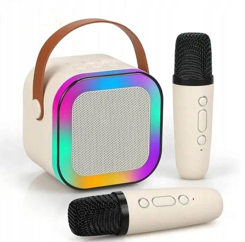 GŁOŚNIK BLUETOOTH PRZENOŚNY KARAOKE RGB 2 MIKROFONY MINI JACK USB SD na Arena.pl
