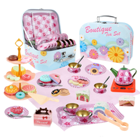 Metalowy Zestaw Do Herbaty Dzbanek Filiżanki Tacka Słodycze Kocyk + Walizka