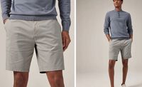Jasnoszary - Krój dopasowany - Elastyczne szorty typu chino 30L
