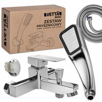 ZESTAW WANNOWY BATERIA PRYSZNICOWA ścienna słuchawka wąż uchwyt CHROM