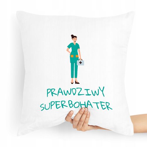 Poduszka Dla Pielęgniarki Prawdziwy Superbochater Z Nadrukiem Ze Zdjęciem na Arena.pl