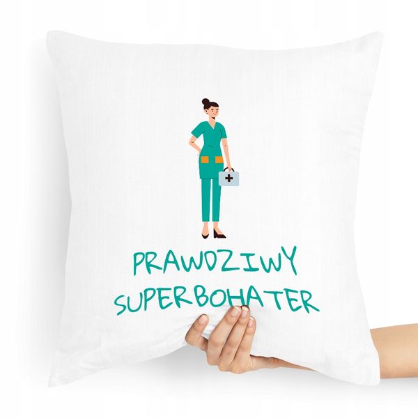 Poduszka Dla Pielęgniarki Prawdziwy Superbochater Z Nadrukiem Ze Zdjęciem zdjęcie 1