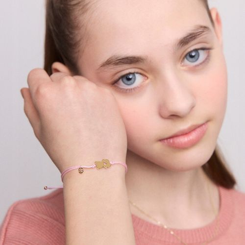 Bransoletka srebrna pozłacana na sznurku - miś - Hippie YES na Arena.pl