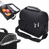 TORBA TERMICZNA IZOLACYJNA WODOODPORNA KUFEREK PASEK LUNCH BOX CZARNA