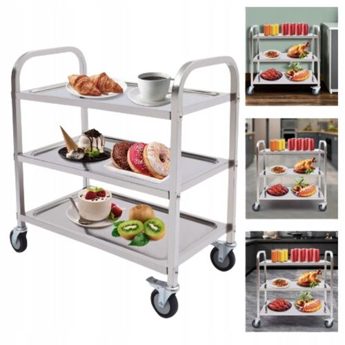 WÓZEK KELNERSKI CATERINGOWY 3 PÓŁKOWY STAL NIERDZEWNA 240 KG 95x50x93 CM na Arena.pl