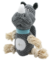 Zabawka dla psa nosorożec z linami i piszczałką 30x10x13cm