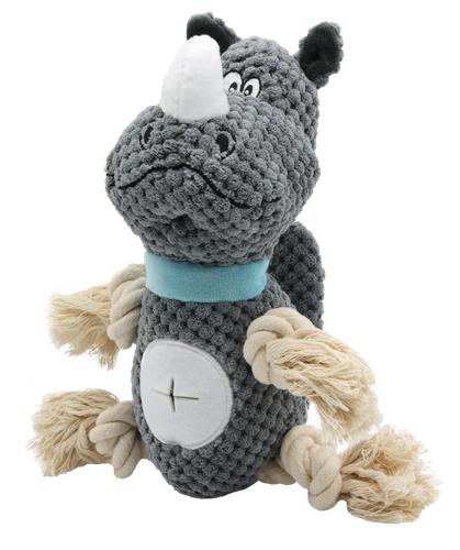 Zabawka dla psa nosorożec z linami i piszczałką 30x10x13cm na Arena.pl