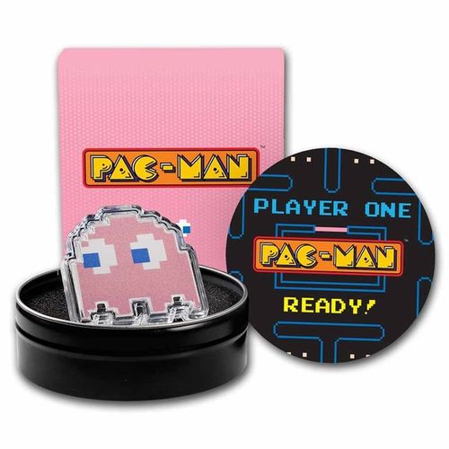 Niue: PAC-MAN GHOST "PINKY" kolorowany 1 uncja Srebra 2022 Proof Shaped Coin na Arena.pl