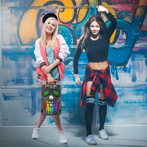 GŁOŚNIK BEZPRZEWODOWY PRZENOŚNY KARAOKE BLUETOOTH RADIO MIKROFON LED USB na Arena.pl