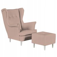 Fotel uszak skandynawski z podnóżkiem eko skóra Family Meble