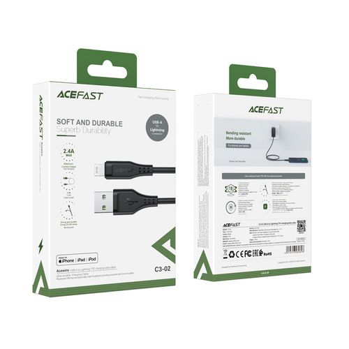 kabel przewód do iphone mfi usb - lightning 2.4a 1.2m czarny na Arena.pl