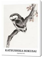 Obraz 70x100cm Design Japanese Owl, Hokusai Vintage do Salonu