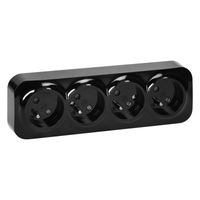 gniazdo poczwórne todo n/t 2p+z schuko ip20, czarny - on-7210/gs/b