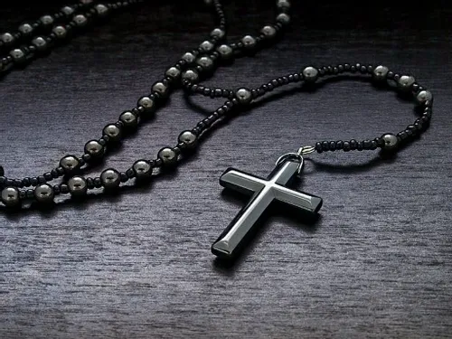 NASZYJNIK RÓŻANIEC Z HEMATYTU * PACIORKI 6mm na Arena.pl