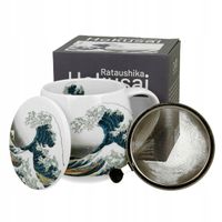 KUBEK z zaparzaczem 430ml HOKUSAI WIELKA FALA porcelana japońska sztuka
