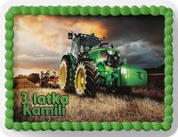 PROSTOKĄTNY OPŁATEK NA TORT A4 20x29CM - TRAKTORY CIĄGNIK + IMIĘ