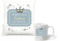 Zestaw PODUSZKA i KUBEK z nadrukiem PREZENT najlepsza BABCIA na świecie
