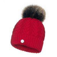 Czapka damska z naturalnym pomponem z lisa