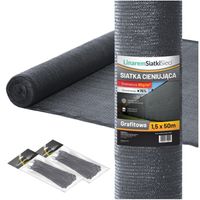 SIATKA CIENIUJĄCA 1,5x50m OSŁONA MASKUJĄCA NA OGRODZENIE PŁOT 75% GRAFITOWA