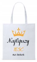 Dla Teścia Taty Prezent Torba Eco Biała Shopper Z Nadrukiem Ze Zdjęciem