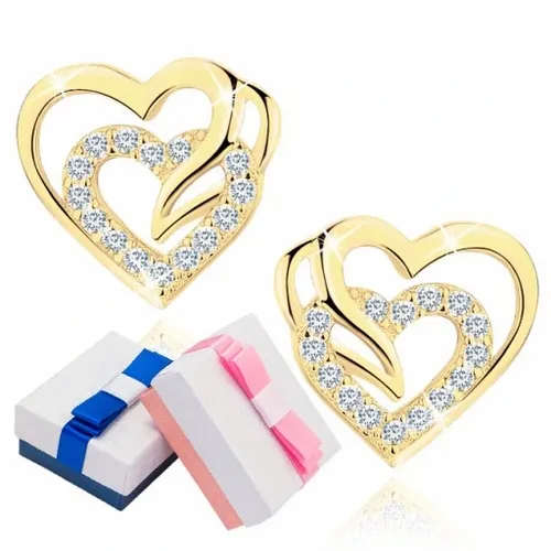 ZŁOTE KOLCZYKI WKRĘTKI SZTYFTY SERCA, KOLCZYKI SREBRO PRÓBA 925 ORYGINALNE na Arena.pl