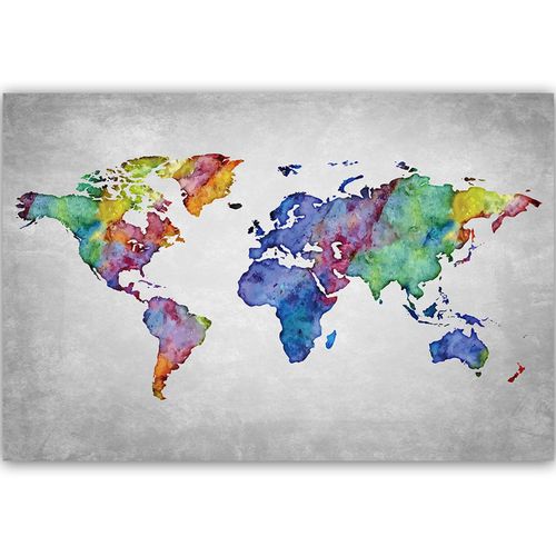 Obraz na płótnie - Canvas, Wielobarwna mapa świata 60x40 na Arena.pl