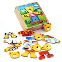 VIGA Drewniana Ukladanka Puzzle Ubierz Misia